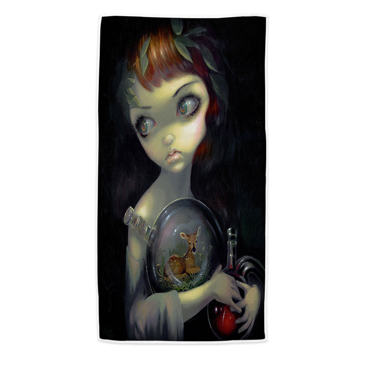 Fine Art Alchemical Girl Microcosm Fawn Beach Towel