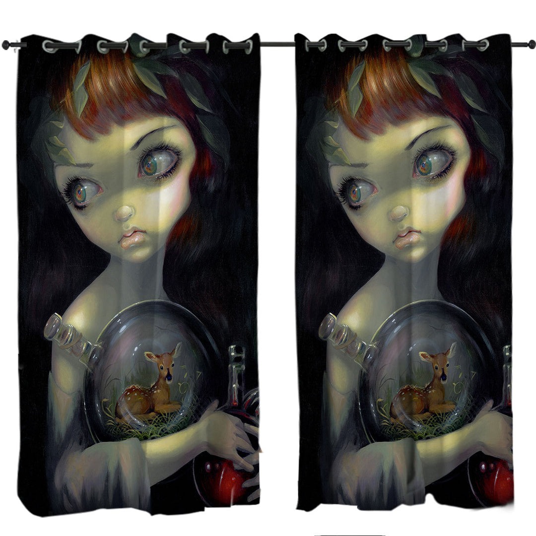 Fine Art Alchemical Girl Microcosm Fawn Curtain