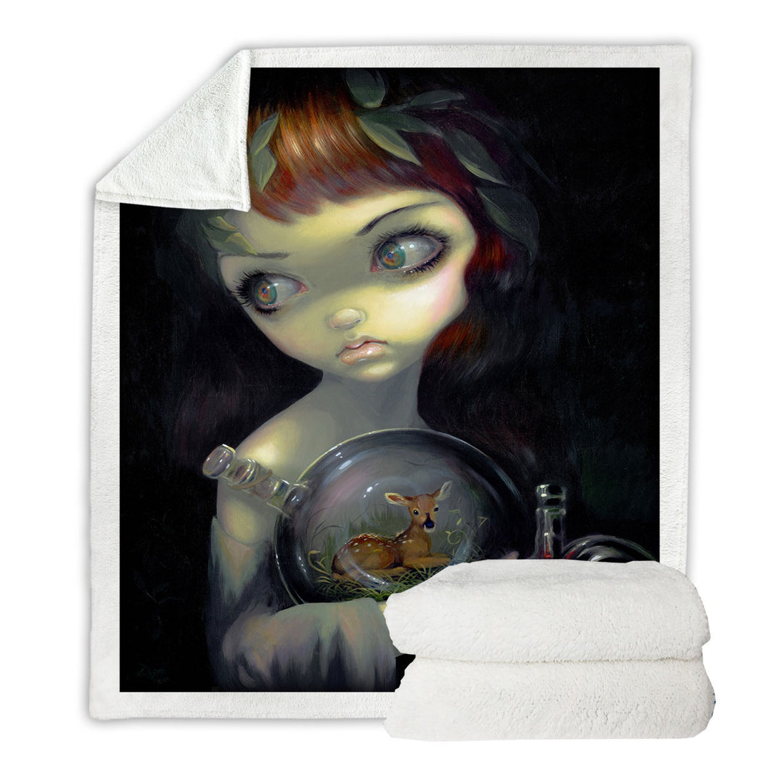 Fine Art Alchemical Girl Microcosm Fawn Sofa Blanket