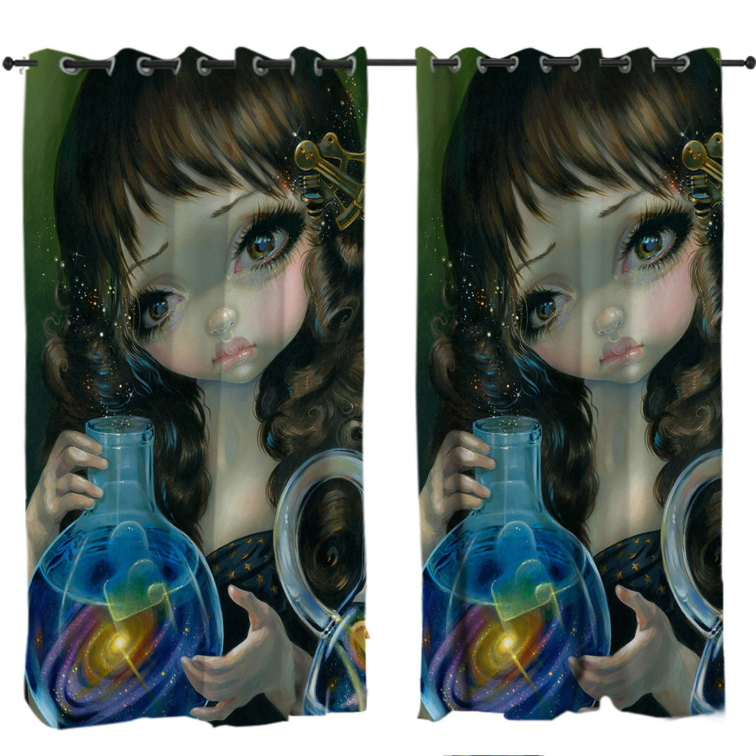 Fine Art Alchemical Girl Microcosm Galaxy Curtains