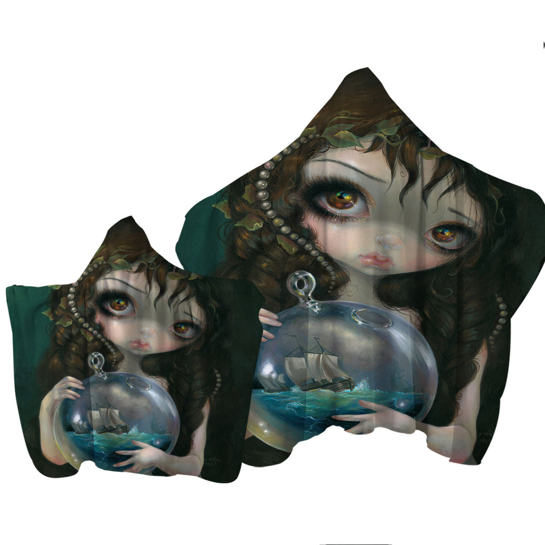 Fine Art Alchemical Girl Microcosm Seascape Ship Towel Hoodie