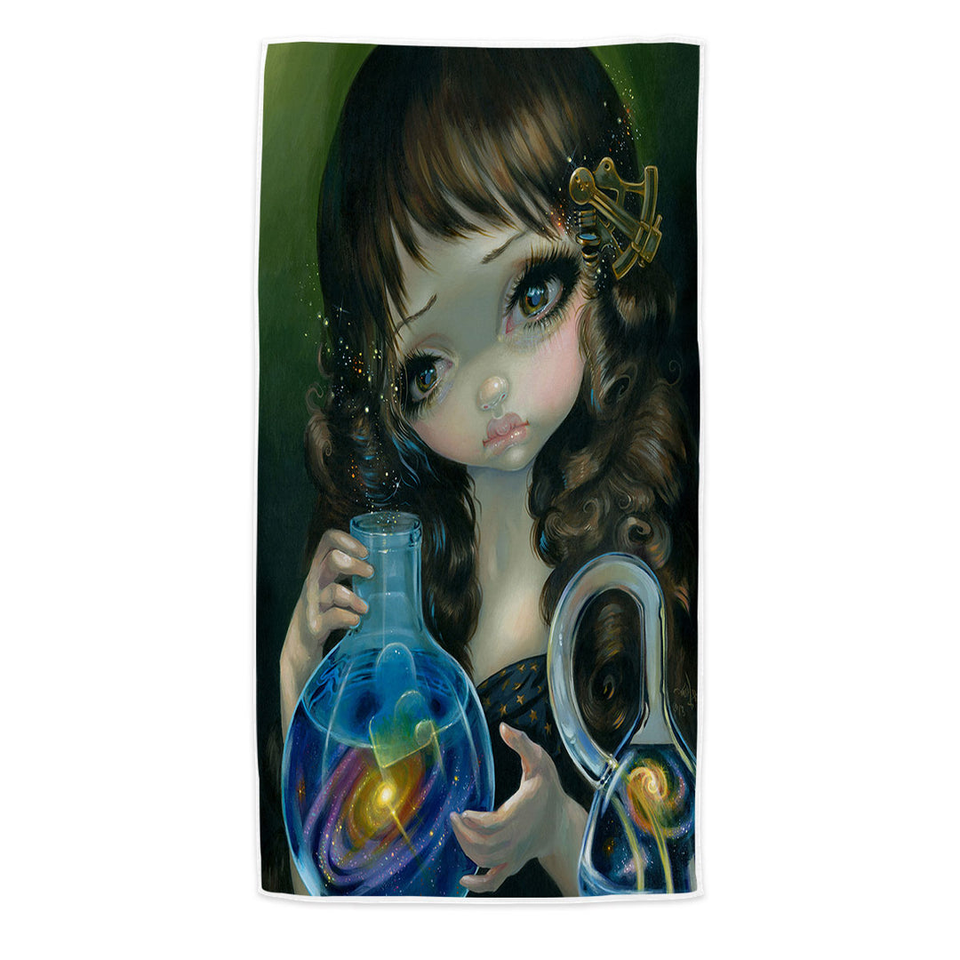 Fine Art Beach Towels Alchemical Girl Microcosm Galaxy