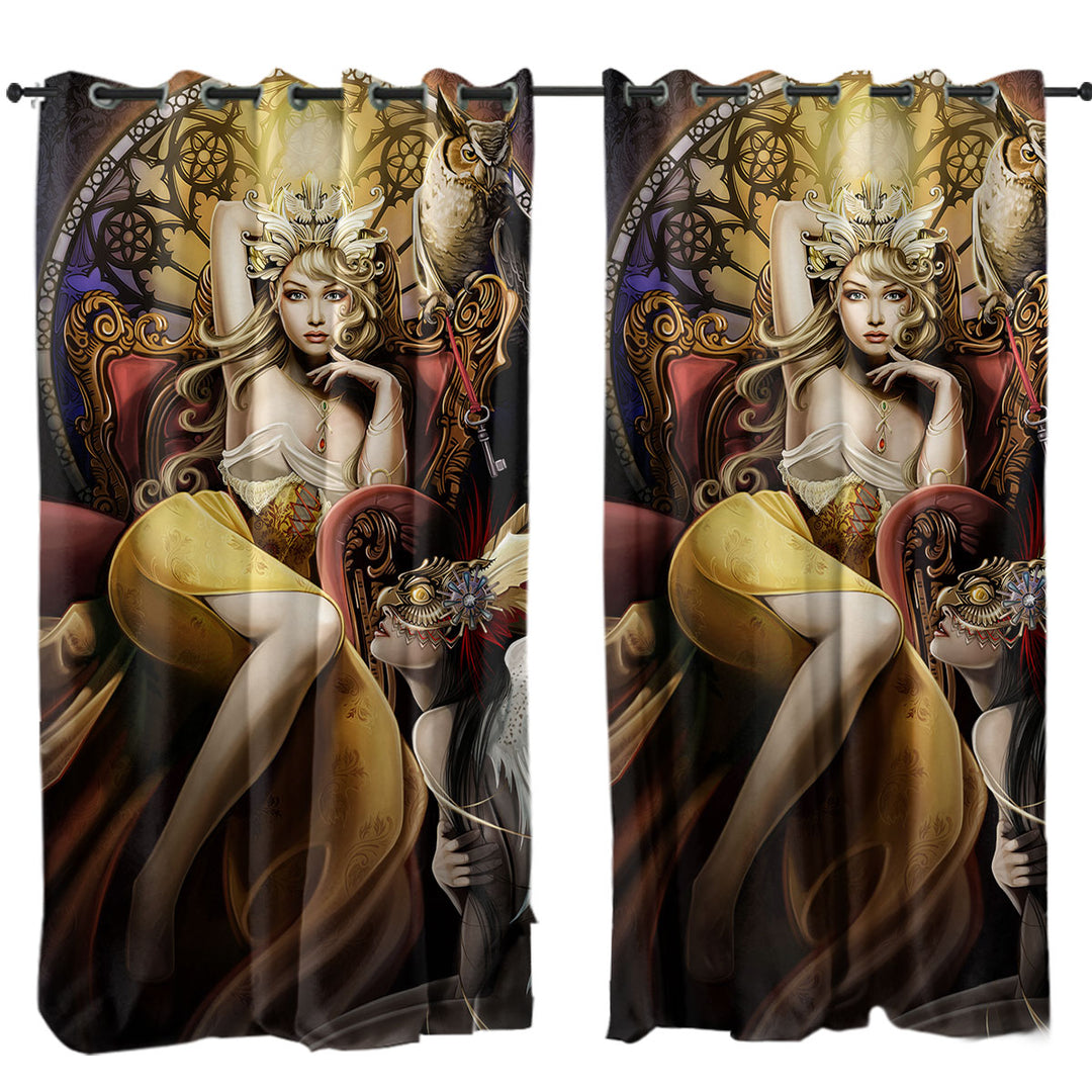 Fine Art Beautiful Girl the Fettered Queen Curtains