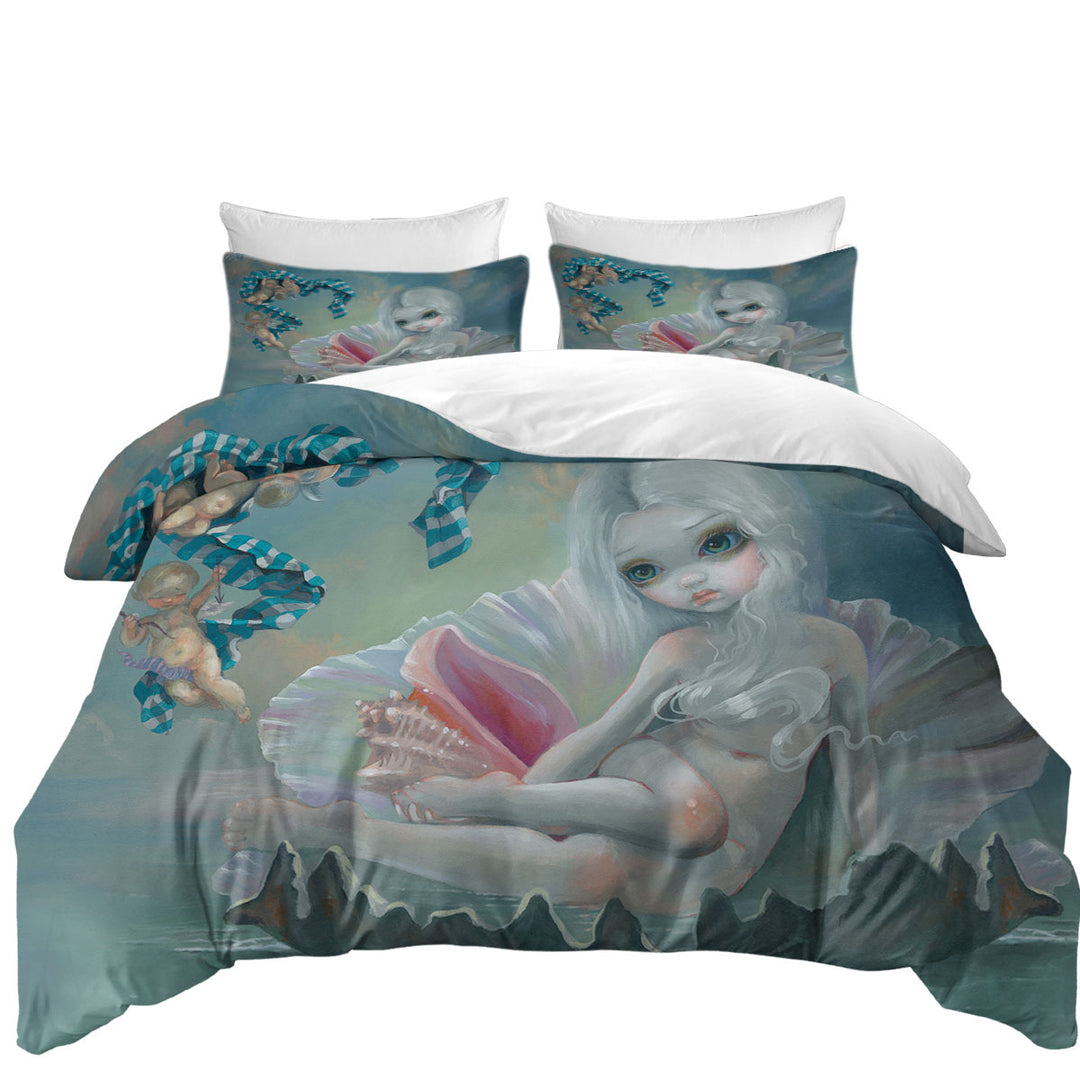 Fine Art Birth of Venus with Cherubs Beautiful Girl Duvet Cover