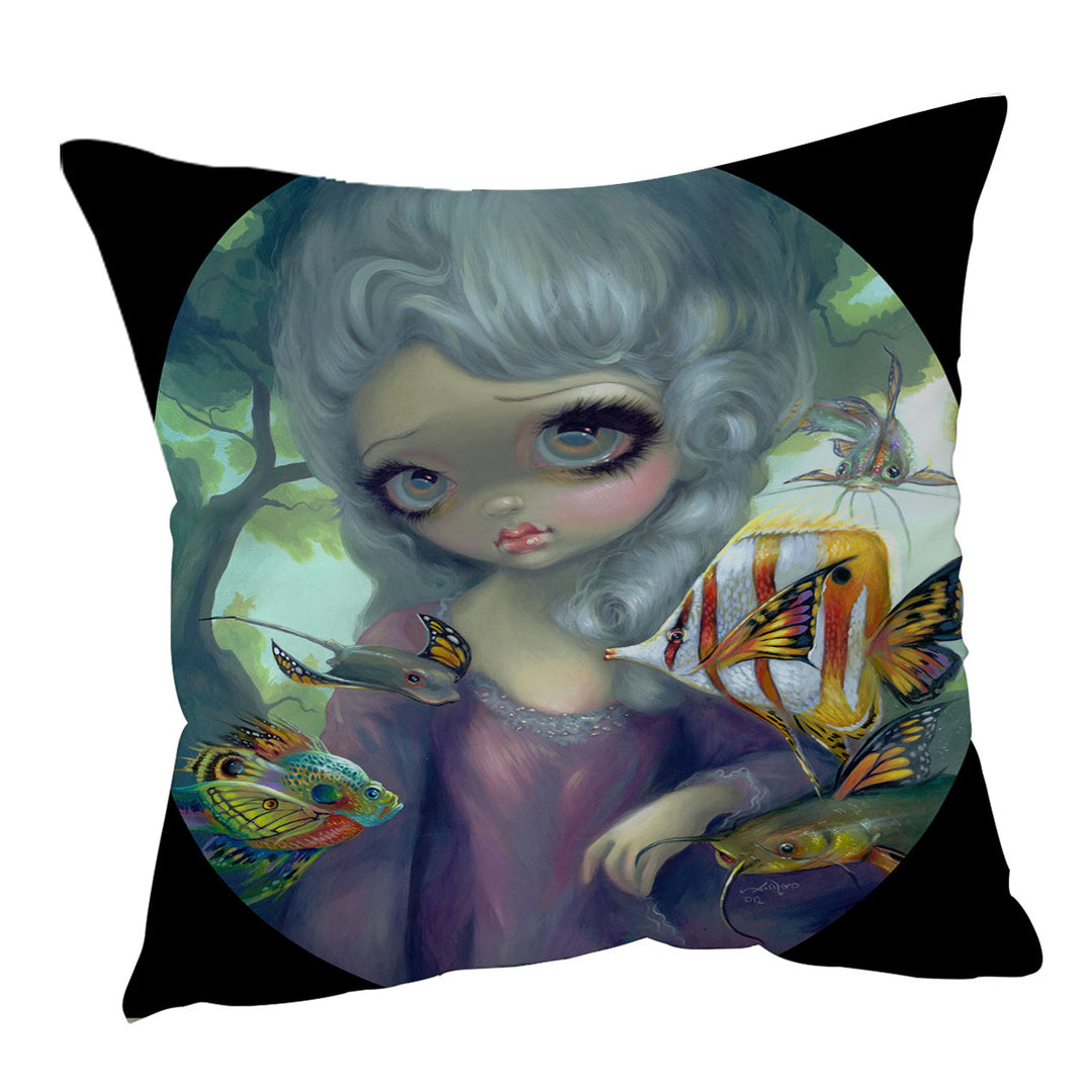 Fine Art Decorative Cushions Flying Fish Beautiful Girl and Winged Fish