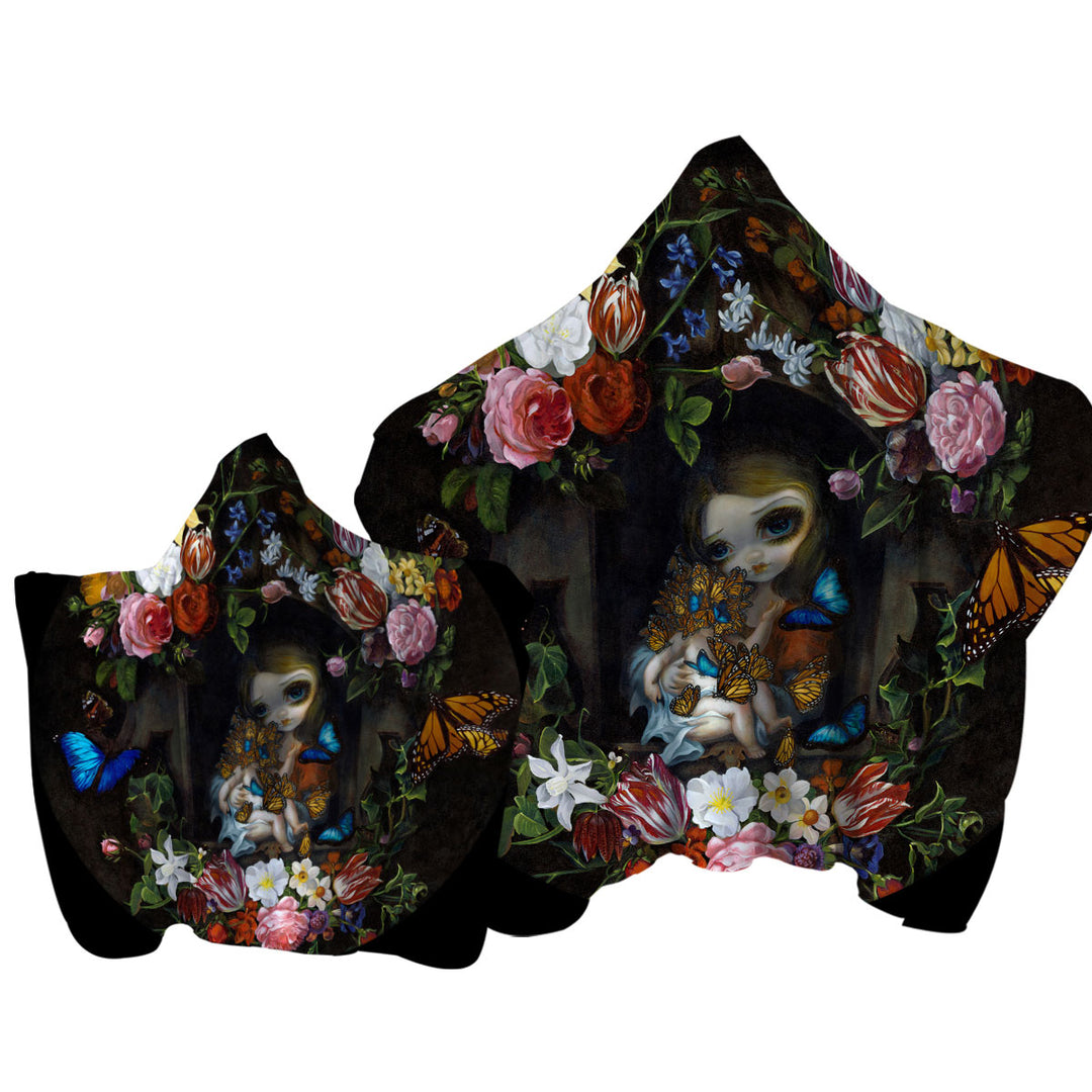 Fine Art Etreinte de Papillons Hug of Butterflies Towel with Hood