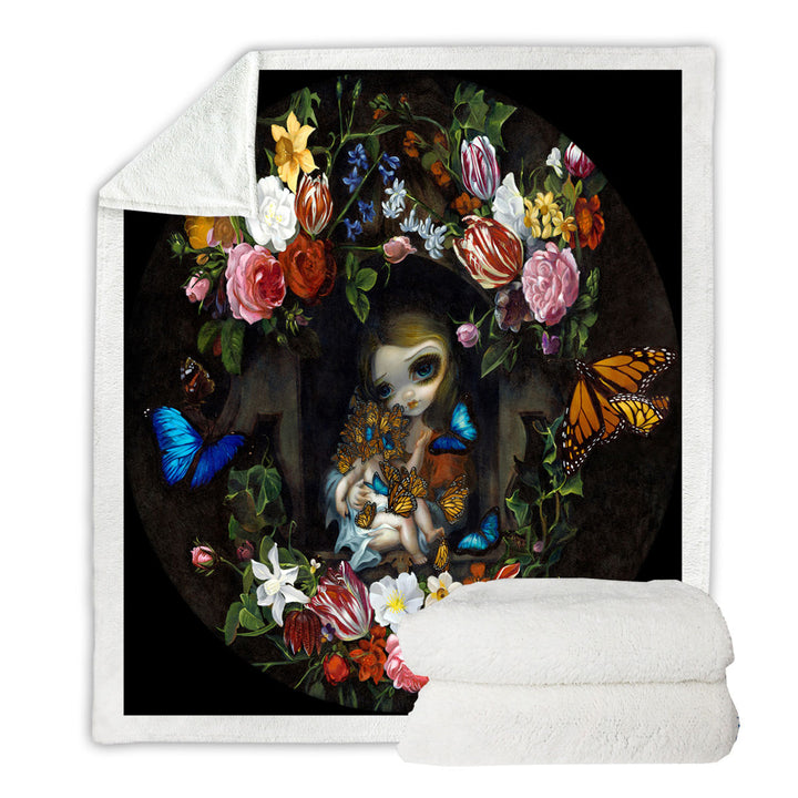 Fine Art Fleece Blankets Etreinte de Papillons Hug of Butterflies