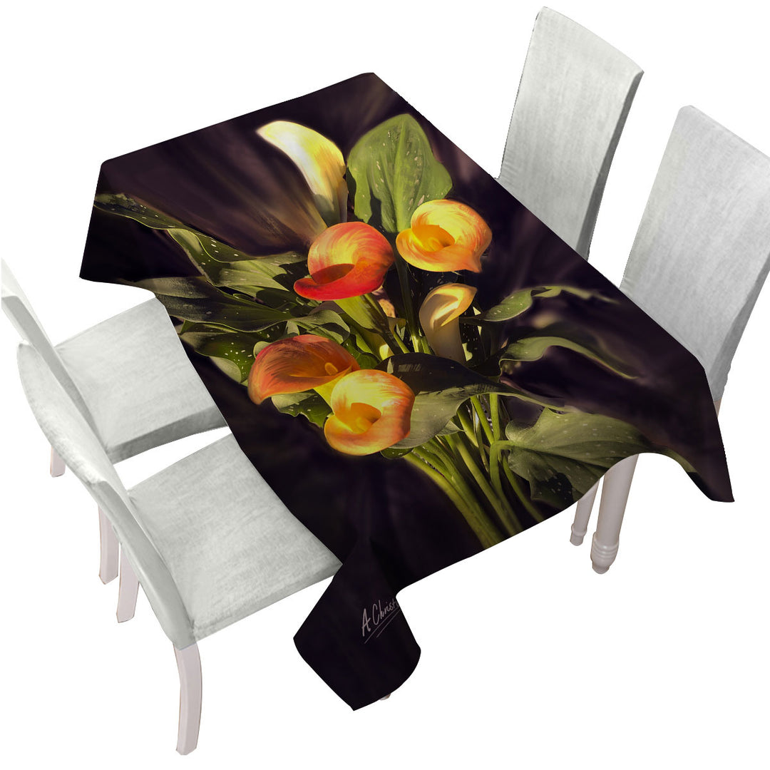 Fine Art Flower Bloom Orchid Custom table Covers