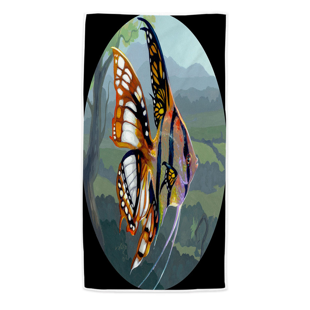 Fine Art Flying Fish Butterfly Winged Angelfish Beach Towel