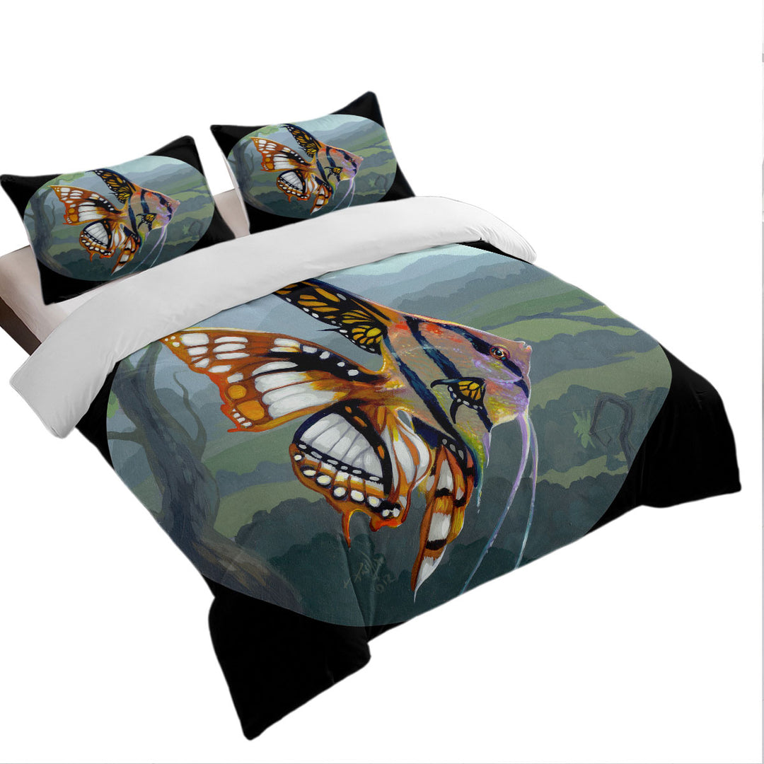 Fine Art Flying Fish Butterfly Winged Angelfish Good Duvet Covers