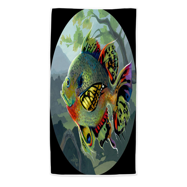 Fine Art Flying Fish Butterfly Winged Bluegill Beach Towel