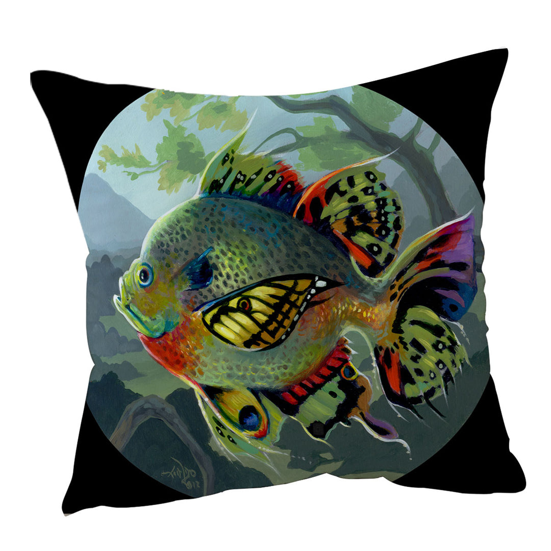 Fine Art Flying Fish Butterfly Winged Bluegill Cushion Cover