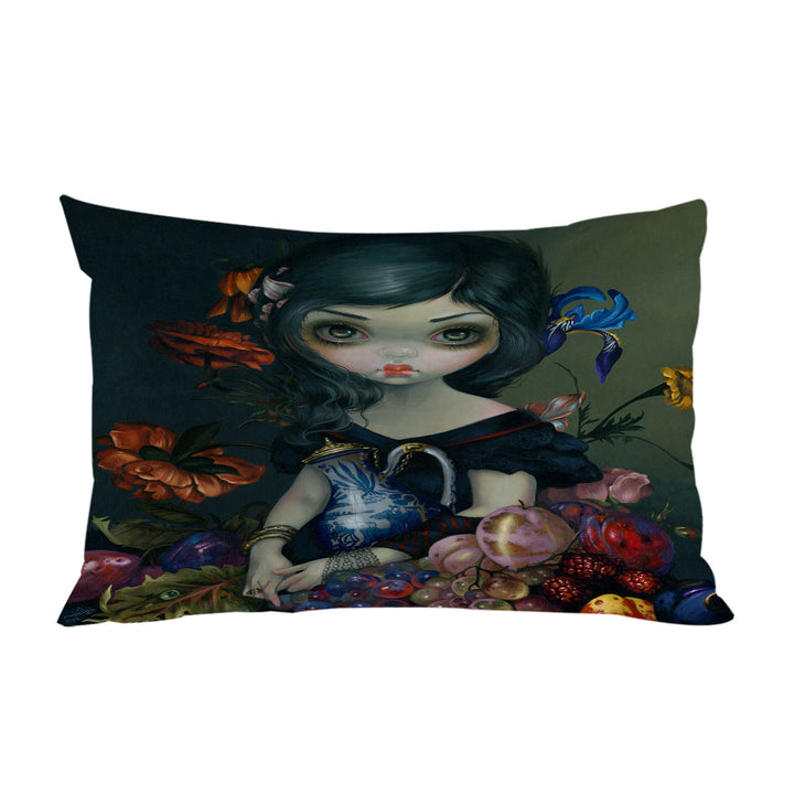 Fine Art Girl Portrait with Fruits and Flowers Pillowcase