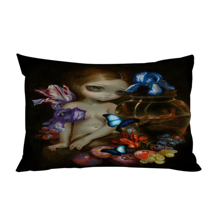 Fine Art Girl with Fruits Butterflies and Fish King Pillow Cases