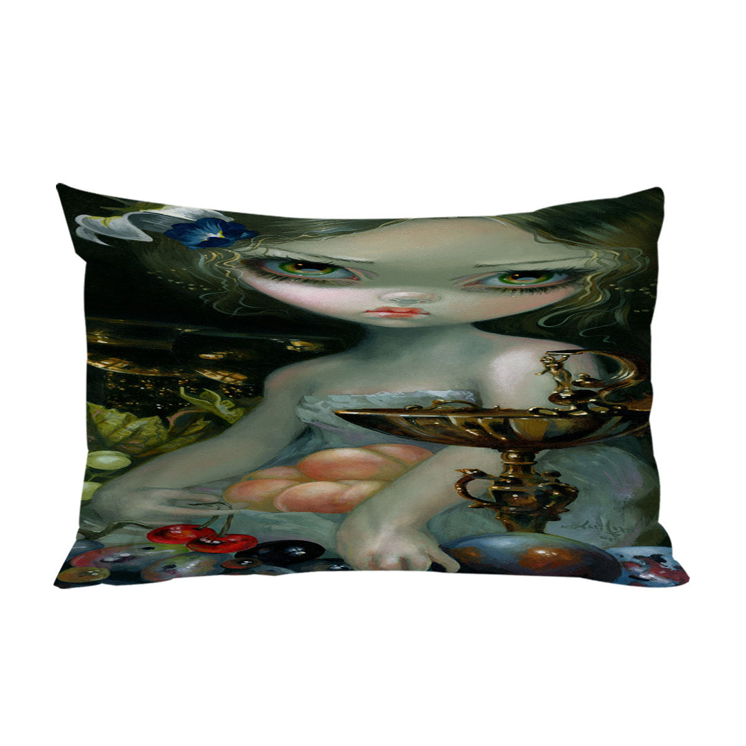 Fine Art Girl with Fruits and Golden Chalice Pillow Case Covers