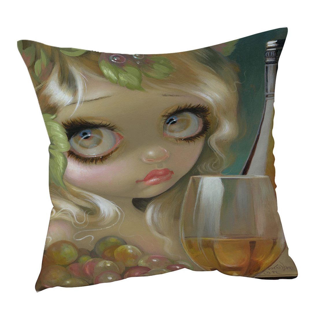 Fine Art Girl with Spirits of the Vine Chardonnay Cushion Cover