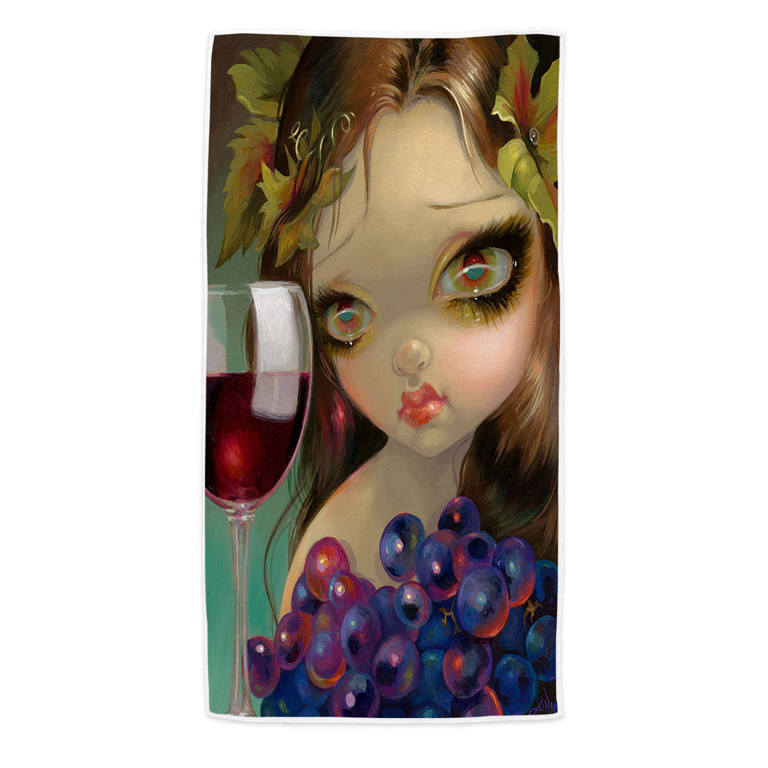 Fine Art Girl with Spirits of the Vine Merlot Beach Towels