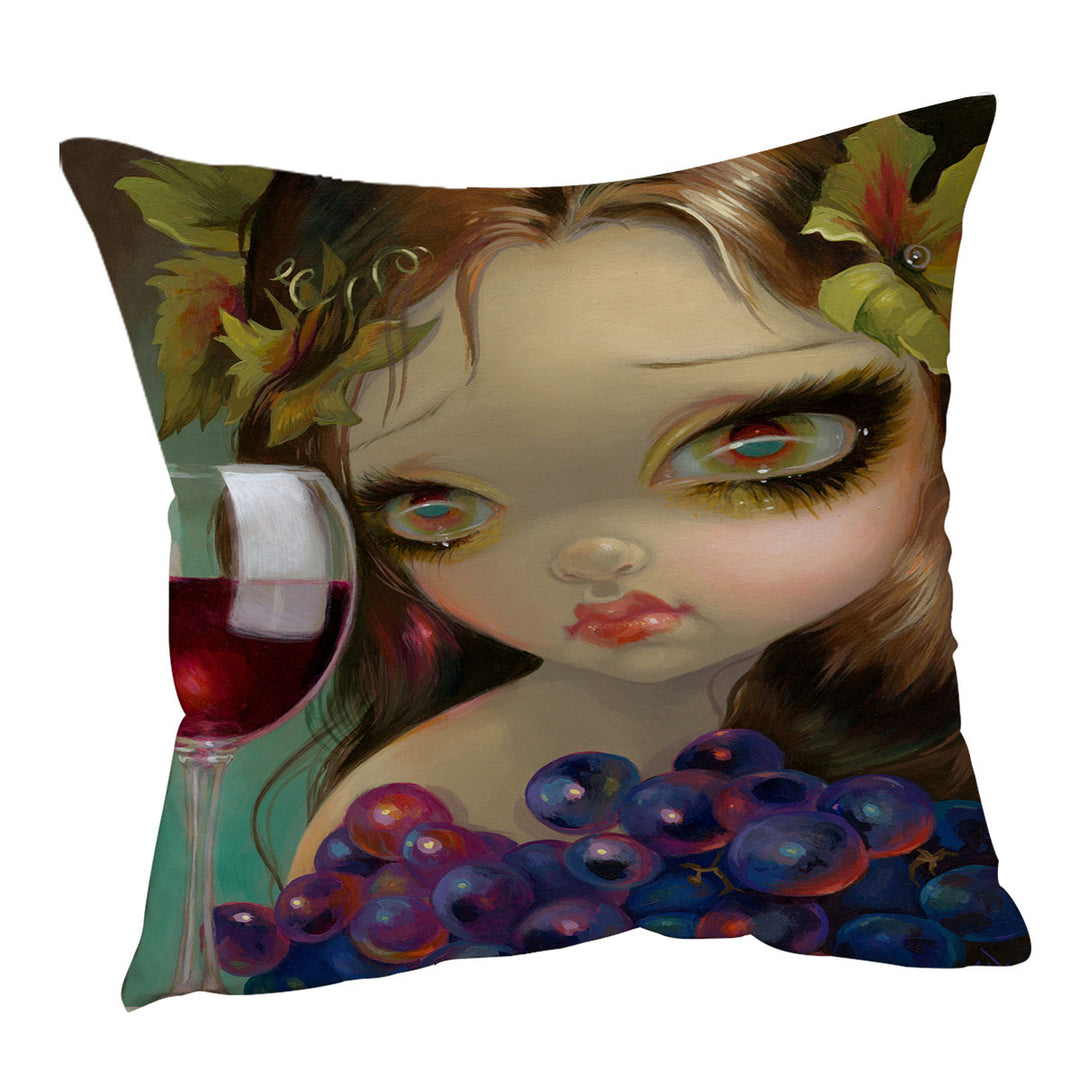 Fine Art Girl with Spirits of the Vine Merlot Cushion Cover