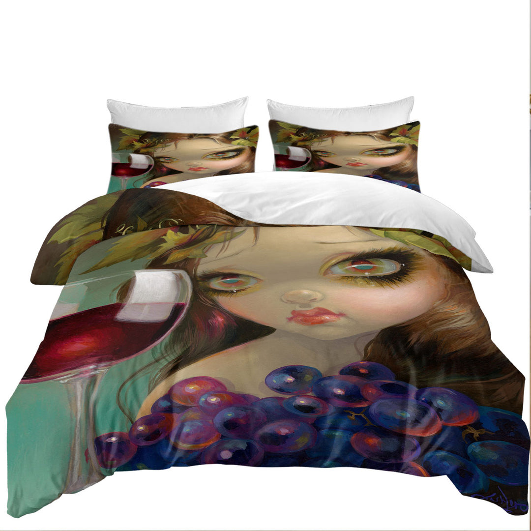 Fine Art Girl with Spirits of the Vine Merlot King Quilt Cover