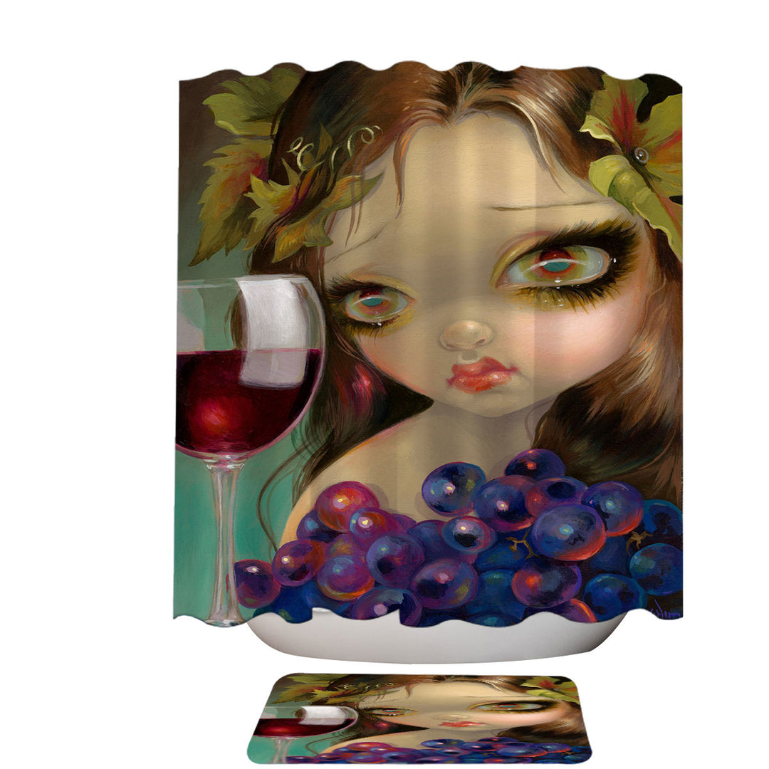 Fine Art Girl with Spirits of the Vine Merlot Shower Curtain