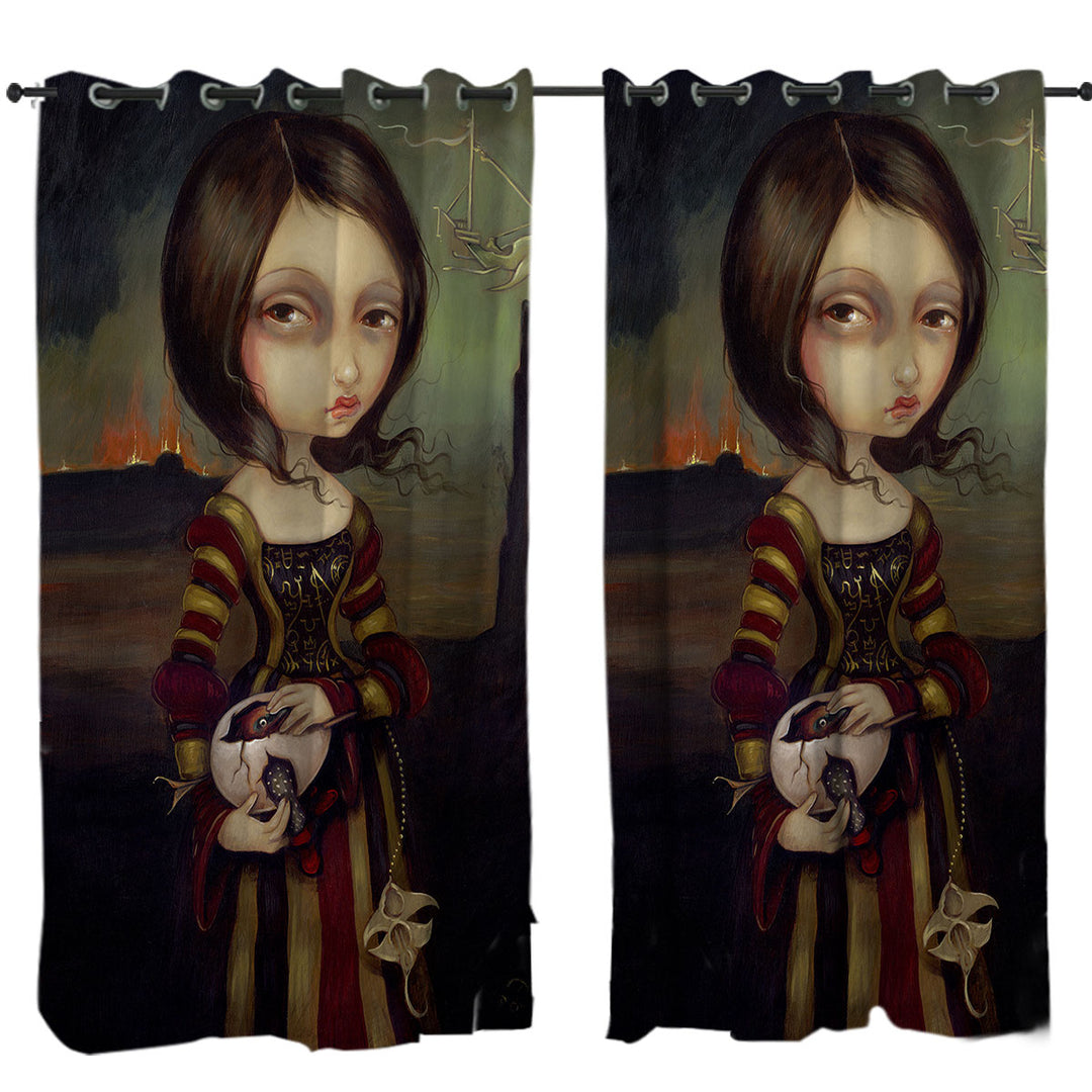 Fine Art Lady with a Bosch Egg Custom Curtains