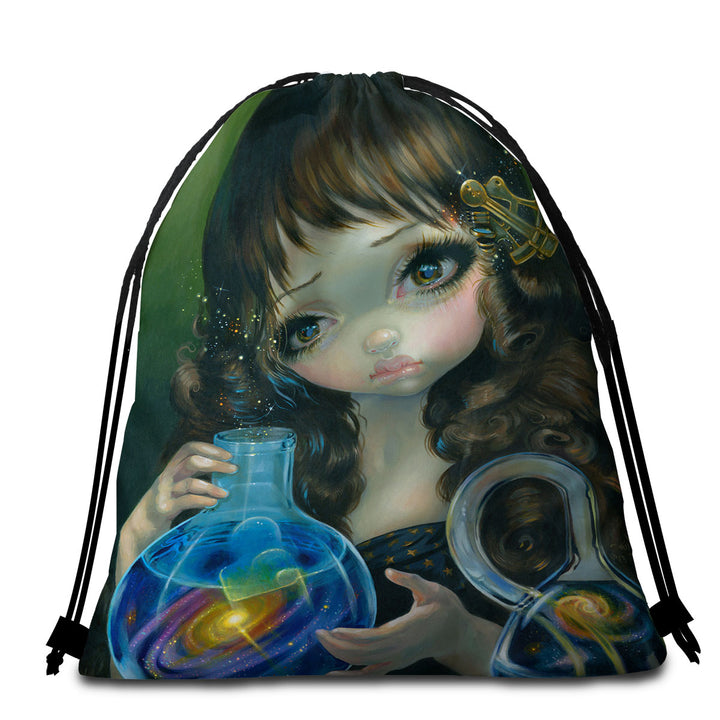 Fine Art Microfibre Beach Towels Alchemical Girl Microcosm Galaxy