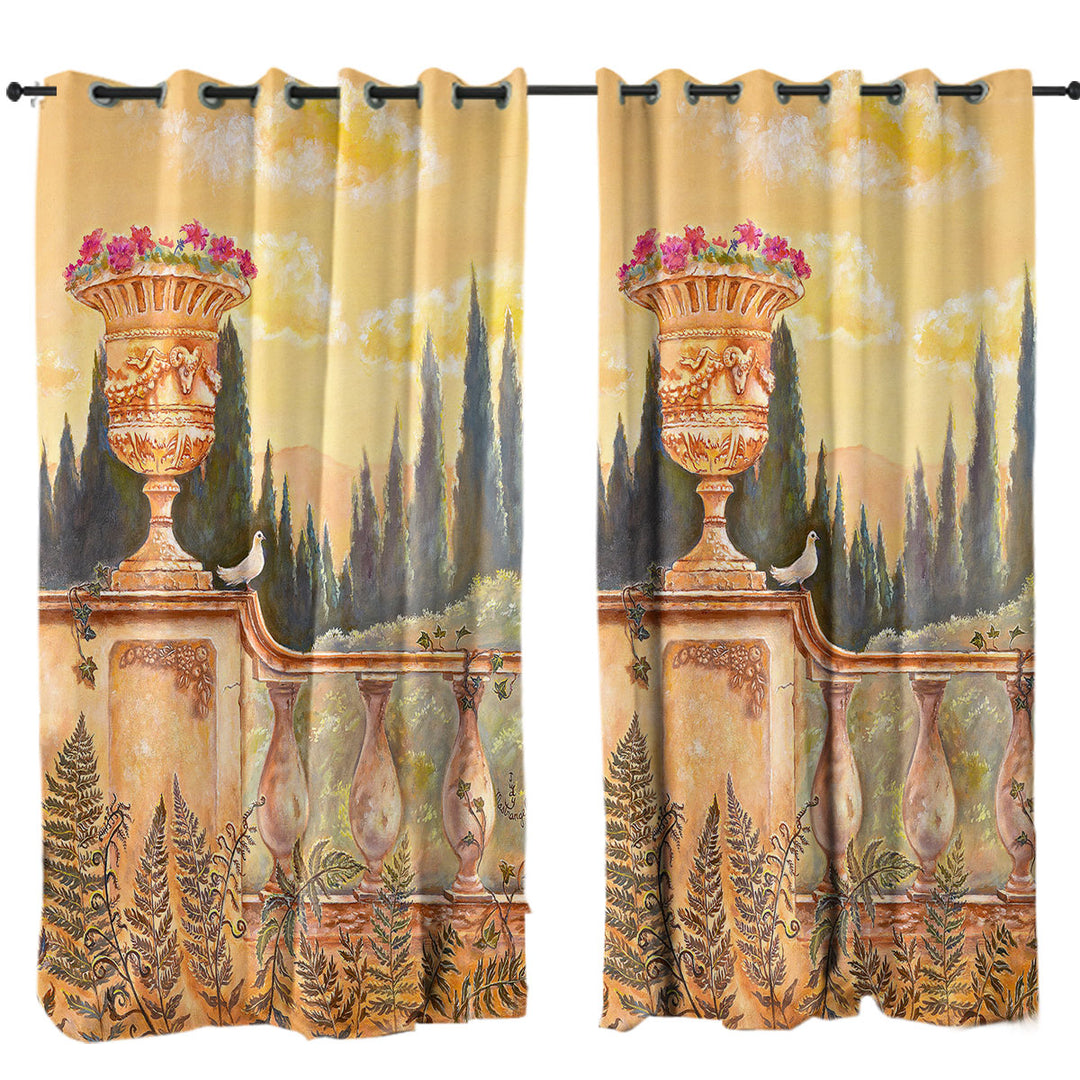 Fine Art Painting Beautiful Terrace Facing the Forest Custom Curtains