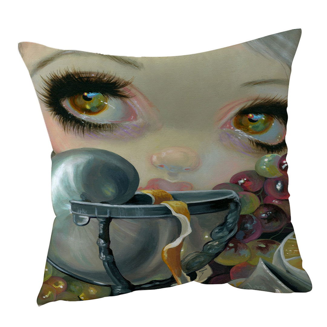 Fine Art Painting Cushion Cover Girl and Nautilus Shell Cup