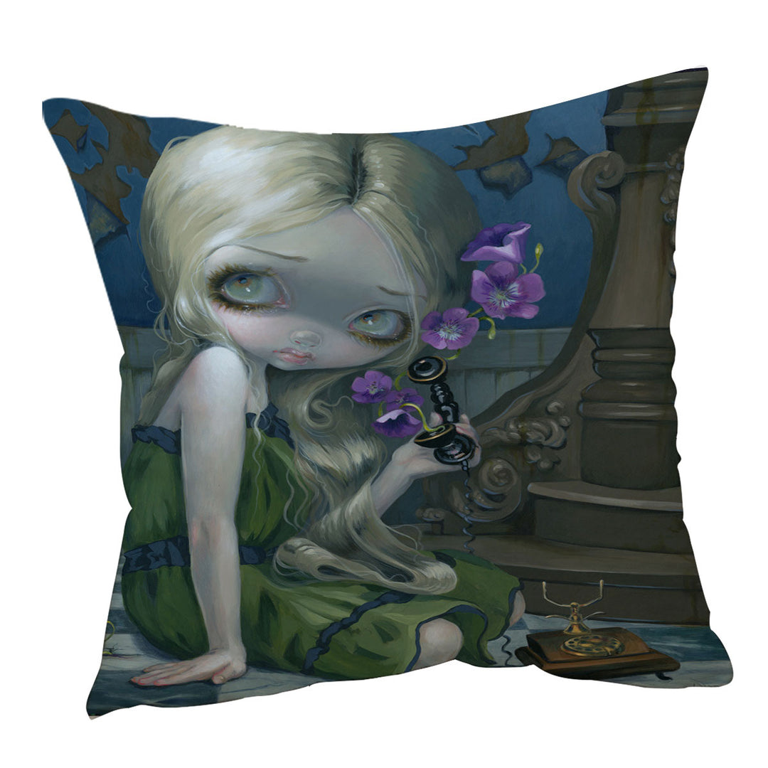 Fine Art Painting Decorative Pillows Beautiful Girl with Geraniums