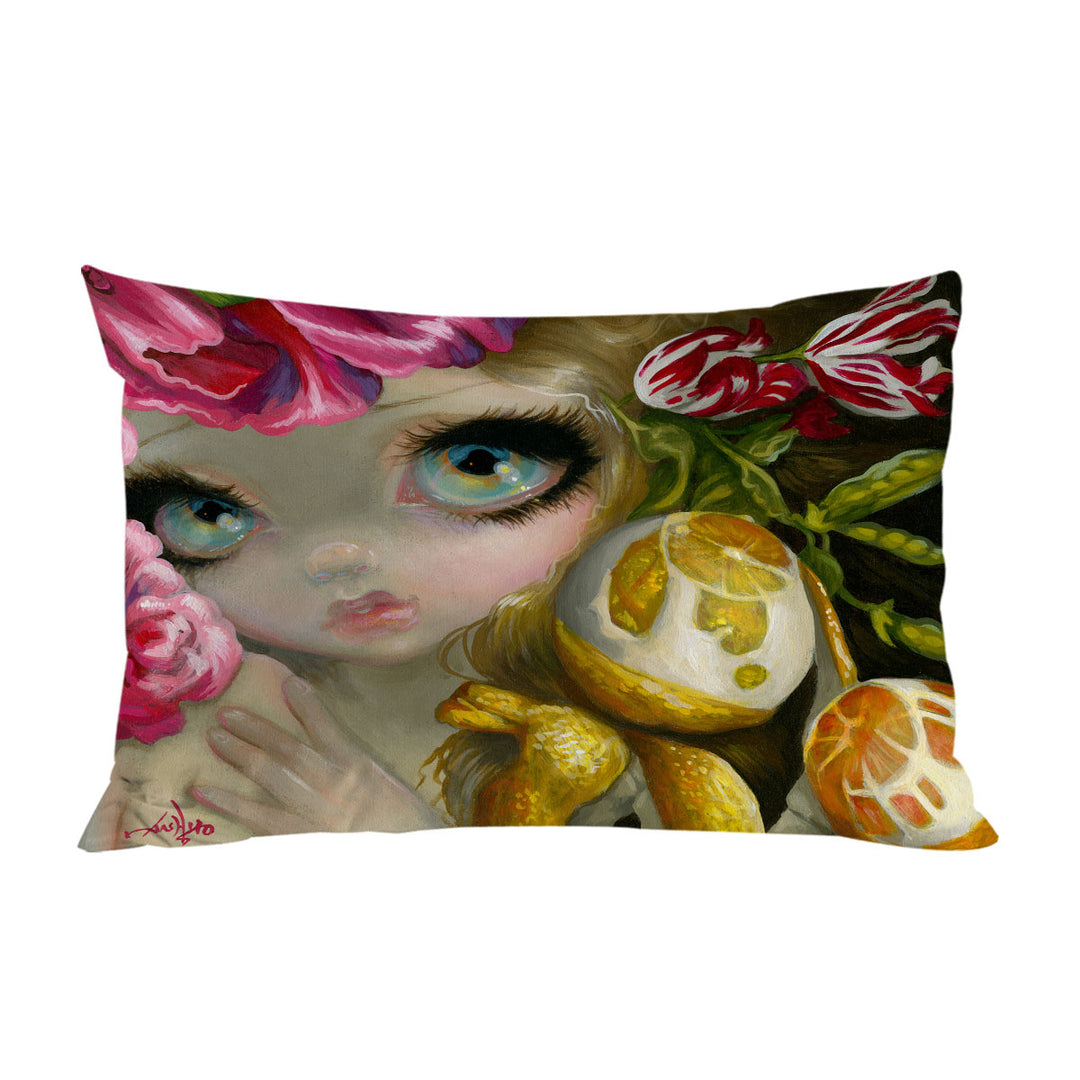 Fine Art Painting Girl and Lemon Pillow Cases