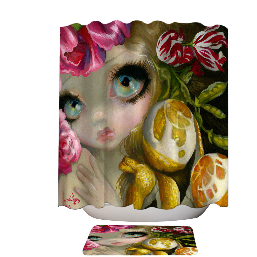 Fine Art Painting Girl and Lemon Shower Curtain