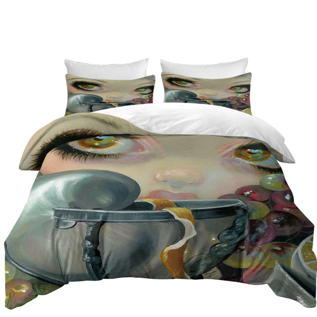 Fine Art Painting Girl and Nautilus Shell Cup Bed Covers