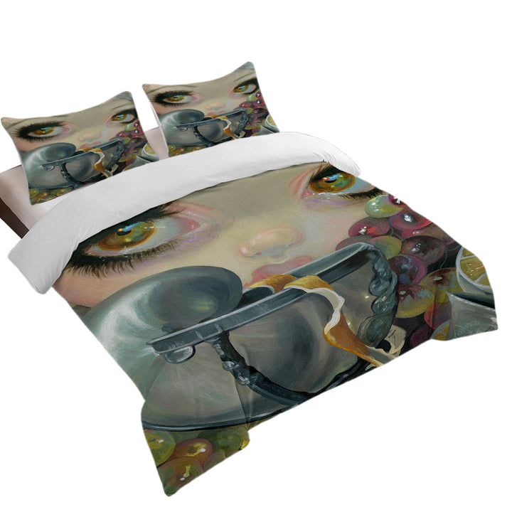 Fine Art Painting Girl and Nautilus Shell Cup Duvet Covers