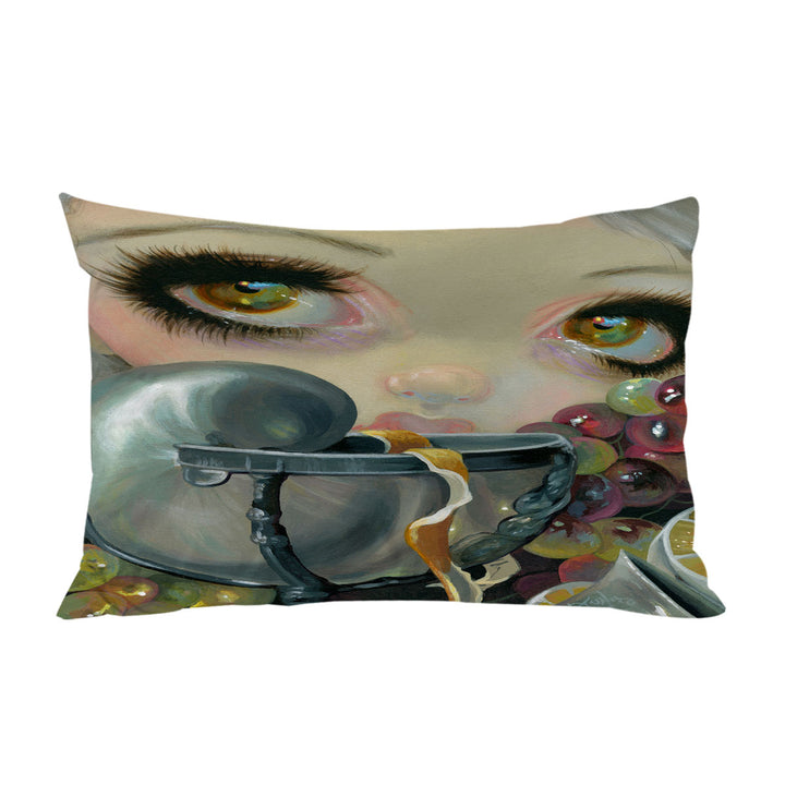 Fine Art Painting Girl and Nautilus Shell Cup Pillowcase