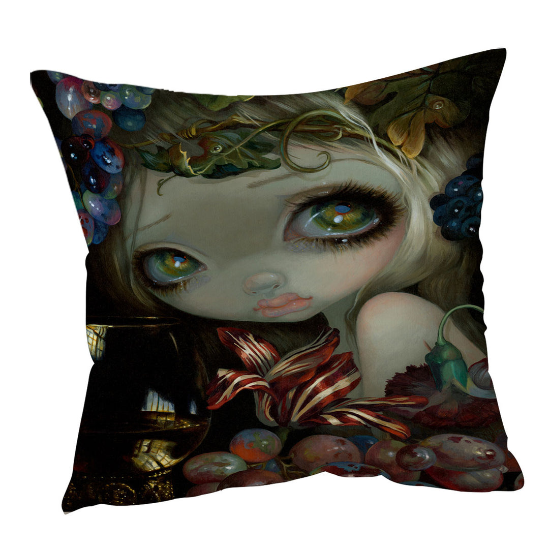 Fine Art Painting Girl and Wine Glass Cushion Cover