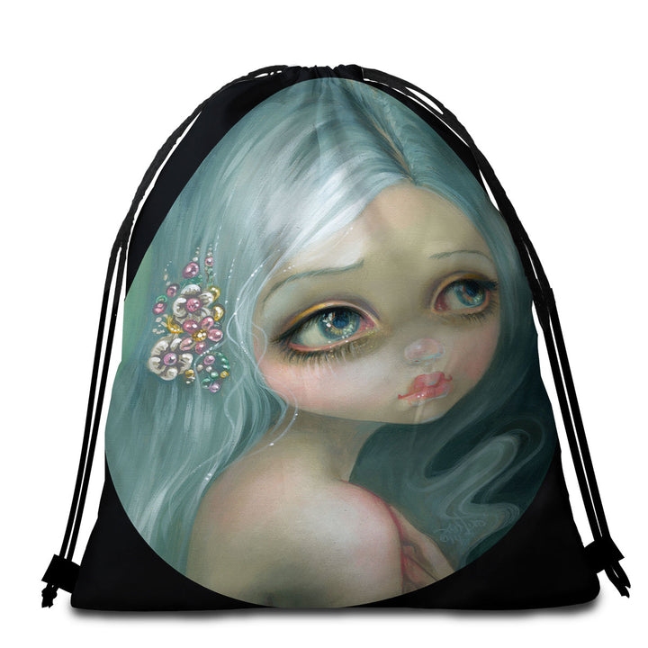 Fine Art Silver Introspection Silver Haired Girl Beach Towel Pack