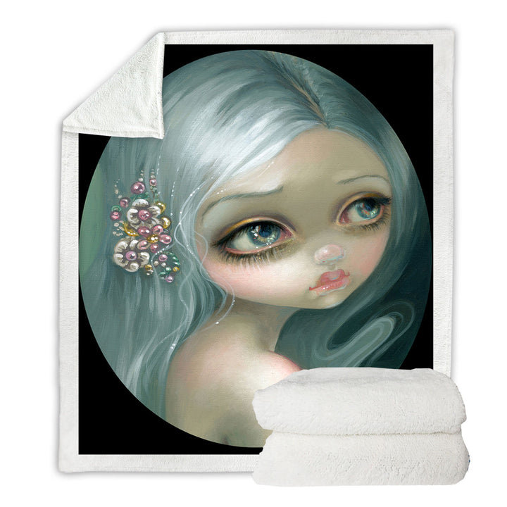 Fine Art Silver Introspection Silver Haired Girl Sherpa Blanket