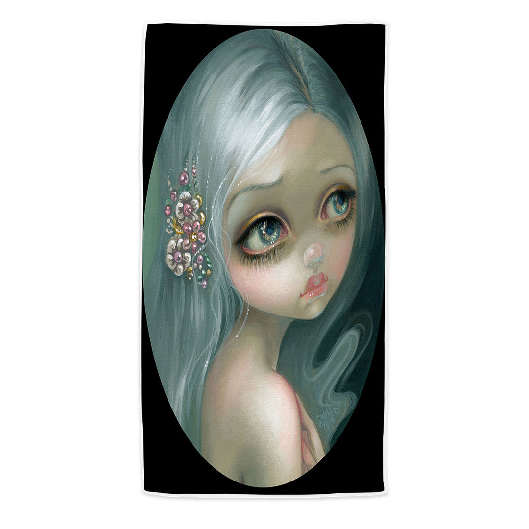 Fine Art Silver Introspection Silver Haired Girl Swimming Towel