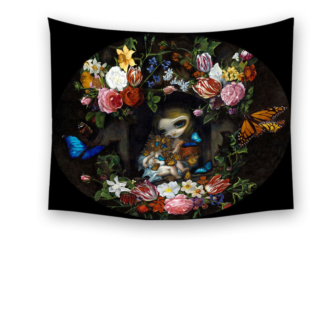 Fine Art Tapestry Wall Decor Etreinte de Papillons Hug of Butterflies