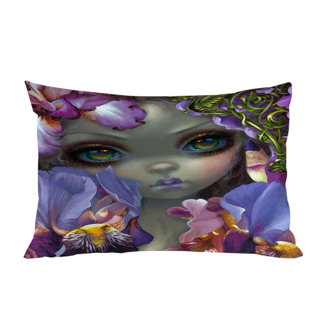 Fine Art the Language of Flowers Irises Girl Bed Covers