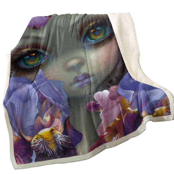 Fine Art the Language of Flowers Irises Throw Blanket