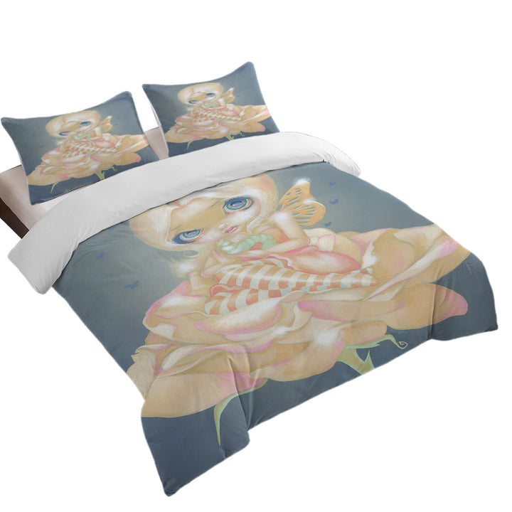 Fine Art the Sick Rose Fairy with Worm on Rose Donna Covers