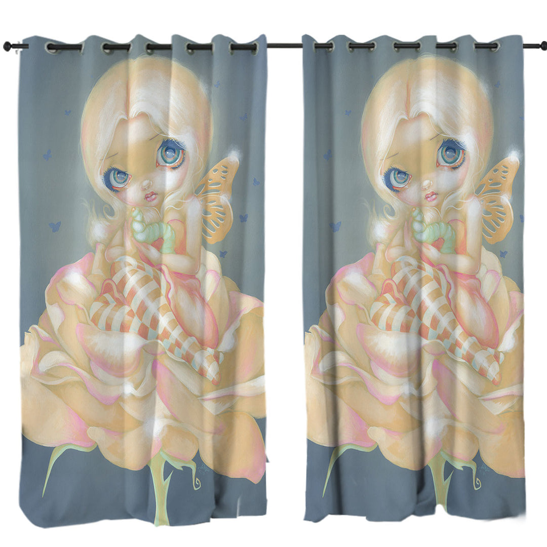 Fine Art the Sick Rose Fairy with Worm on Rose Drapes and Curtains