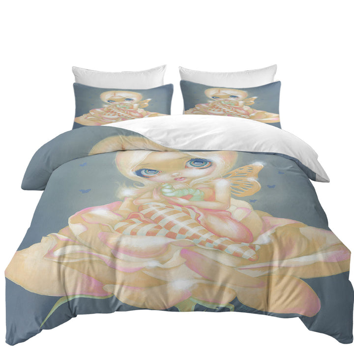 Fine Art the Sick Rose Fairy with Worm on Rose Duvet Cover