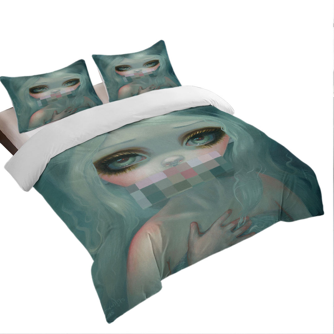 Fine Gothic Art Hand Painted Beautiful Girl Smile Duvet Cover sale