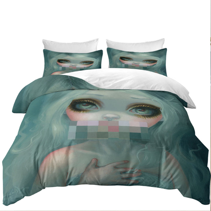 Fine Gothic Art Hand Painted Beautiful Girl Smile Duvet Cover set