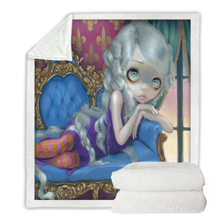 Fine Rococo Style Fleece Blanket Art Rapunzel at Twilight