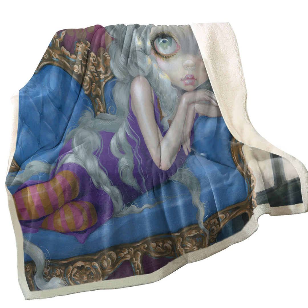 Fine Rococo Style Throw Blankets Art Rapunzel at Twilight