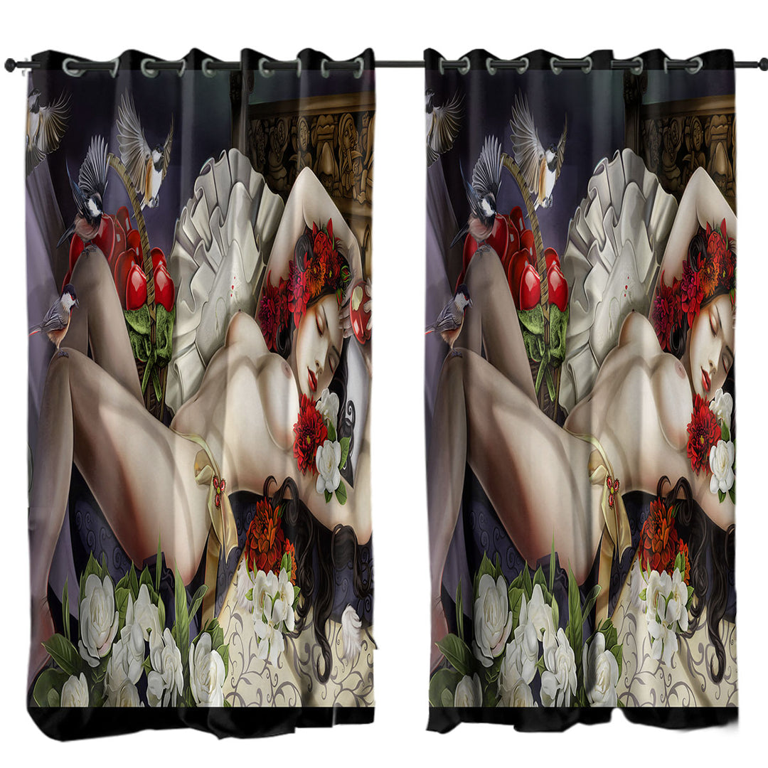 Fine Sexy Art Beautiful Woman the Fallen Snow Drapes