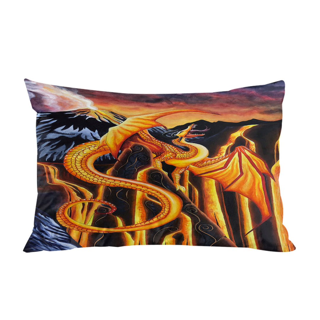 Fire Falls Fantasy Art Painting Dragon Pillowcase